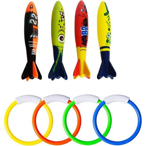 Underwater Pool Diving Rings Sticks, La plongée sous-Marine Piscine Sonne des bâtons Jouet de torpille de plongée pour Le Jeu de Formation de Piscine pour des Enfants (1/5)