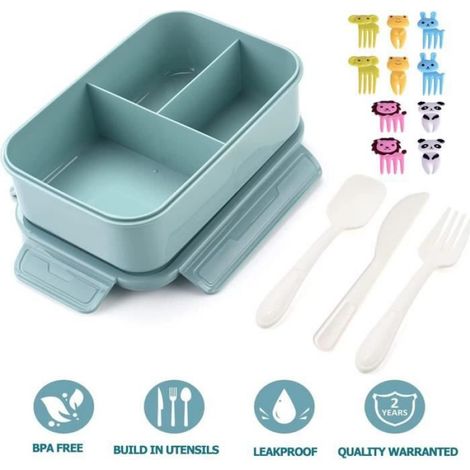 Lunch Box Enfant,Boite Pique Nique,Boîte à Goûter Pour Adulte Enfant avec Compartiments,étanche Avec Couverts,Sans BPA, Boîte A18 (1/4)