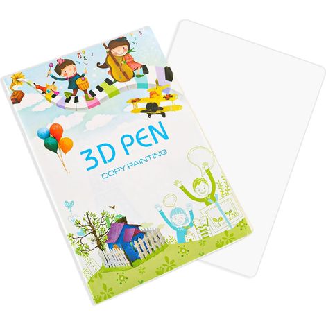 Carnet Dessin Stylo 3D Réutilisable, Livre Stylo 3D avec 40 Modèles Colorés en Papier Épais et Plaque de Copie Transparente, Livre Dessin 3D Créatif Diy (1/2)