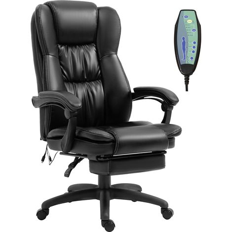 Silla de masaje con 6 puntos de masaje con altura ajustable giratoria reclinable reposapiés retráctil y control remoto 68,5x68,5x113-121 cm