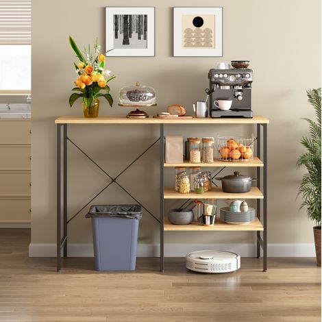 Étagère de rangement 120x40x85,5 cm en MDF et métal noir, gain de place pour cuisine, FloraGrace (1/5)
