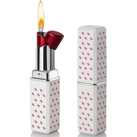 BlancBriquet mignon en forme de rouge à lèvres, briquet à butane rechargeable à flamme douce, briquet original à flamme ouverte réglable, joli cadeau pour les filles, les femmes et les petites amies p (1/5)