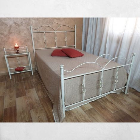 Letto una piazza e mezza in ferro battuto colore bianco oro - Primula (1/2)
