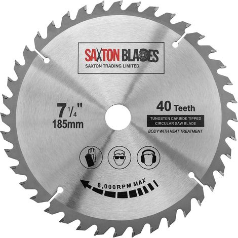 Lame de scie circulaire TCT 185 mm x 40 dents x 20 mm d'alésage (anneau de 16 mm) compatible avec Evolution, Bosch, Makita, etc. (1/5)