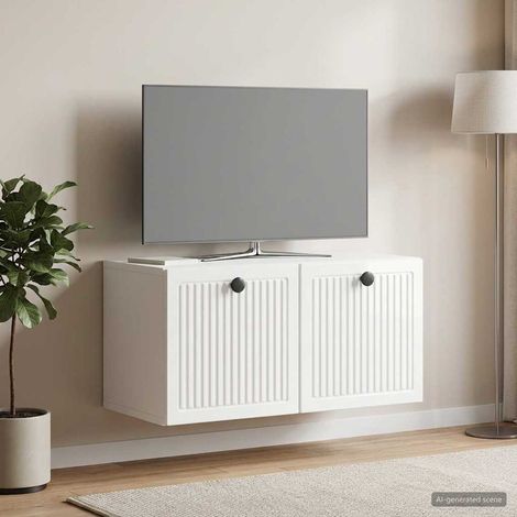 Wandmontierter TV-Schrank Hochglanz Weiß 59,5 x 31 x 30 cm (1/5)