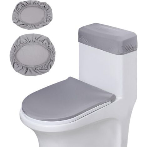 QORVA-Housse de Siège Toilette, Polyester Ensemble de Housses pour WC, Élastique Housse pour Abattant de Toilette, Cache-Poussière Réservoir WC, pour Abattant Toilette et Couvercle Réservoir (1/5)
