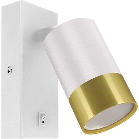 Applique murale moderne blanche et dorée orientable 1xGU10 35W avec interrupteur PUZON Struhm (1/2)