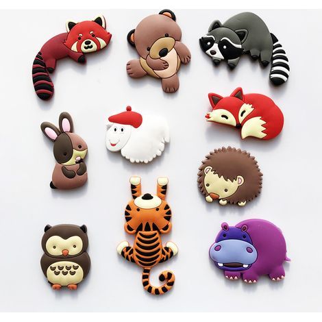 10 Pièces Aimants de Réfrigérateur, Aimants de Réfrigérateur avec de Beaux Animaux, Aimant de Réfrigérateur en Silicone 3D avec Animaux, Adapté au Tableau Blanc de L'école, de la Maison (1/5)