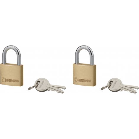 Lot de 2 cadenas Type1+, 30mm, anse acier, 2 clés/cadenas, s'entrouvrant avec la même clé - THIRARD (1/3)