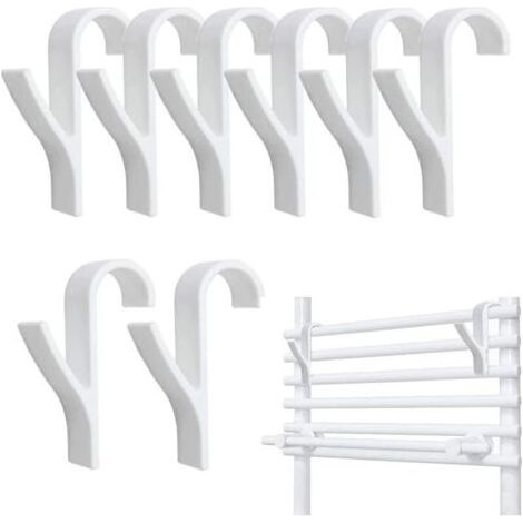 Ahlsen Lot de 8 Crochet pour Radiateurs, Porte serviette salle de bain, Radiateur Sèche-serviettes, crochet porte serviette pour radiateur, crochet seche serviette (Blanc) (1/5)