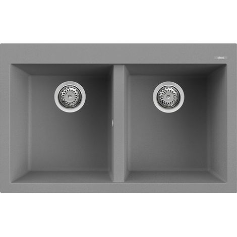 Lavello Elleci Incasso 2 vasche 79x50 Quadra 350 Metaltek Grigio Titanium LMQ35073