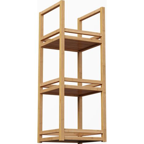 Étagère en bambou à 3 niveaux pour salle de bain, étagère étroite avec protection des bords (1/5)
