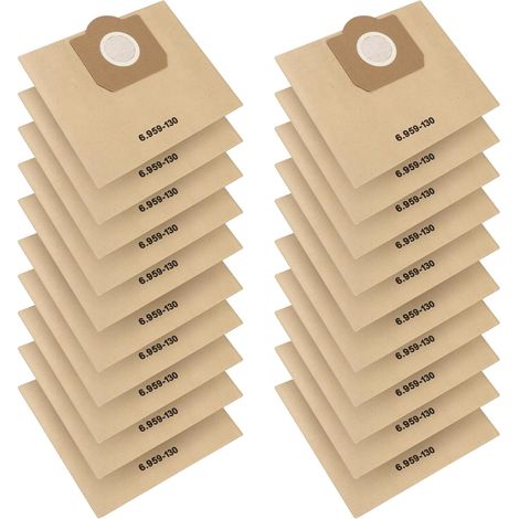 Confezione da 20 sacchetti per aspirapolvere per Karcher 6.959-130.0 WD3, sacchetti filtro in carta per Karcher 6.959-130.0 WD3/WD3P/MV3/A2204/A2204/A2534/SE 4001/SE 4002