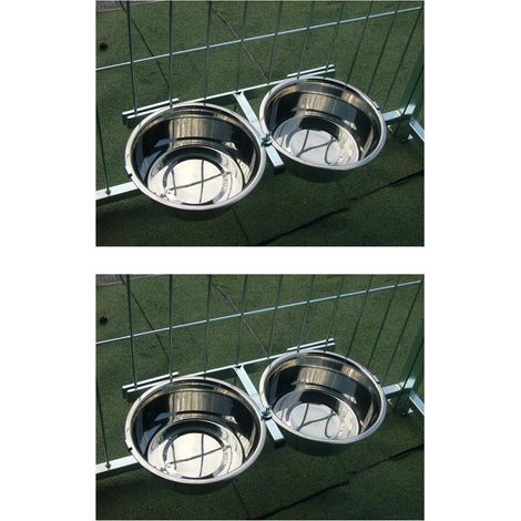 2 porta ciotole doppie universali per box regolabile acciaio diametro 24 cm (1/4)