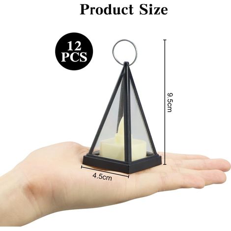 12 pezzi Lanterna a candela a LED 8x4,5 cm Lanterna a candela in plastica Mini lanterna a LED Portacandele per esterni con candela a LED senza fiamma per patio Giardino Decorazione per matrimoni - con (1/4)