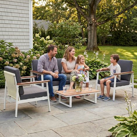 Ensemble canapé jardin 4 personnes 2 fauteuils table basse (1/4)