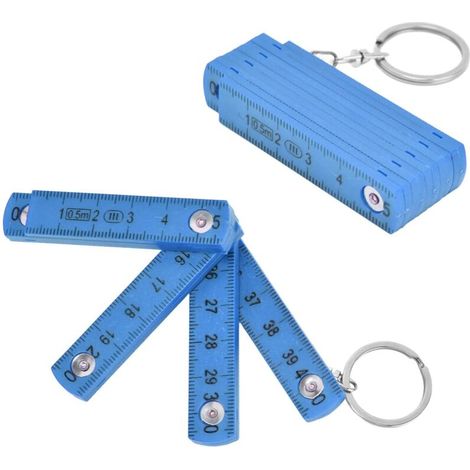 Lot de 2 mini règles pliantes - 0,5 m - Règle pliable pour la pose de carreaux de menuiserie (bleu)