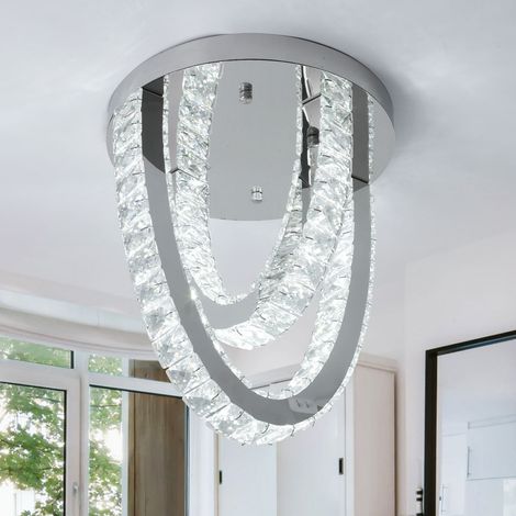 Plafonnier LED cristal acier inoxydable courbé, Ø30xH32cm, 2700K-6000K, Ra90 (1/5)
