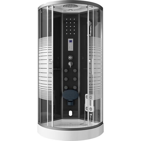 Home Deluxe - Doccia a vapore con cascata e sauna a vapore BLACK PEARL Colore: Nero, Dimensioni: 90 x 90 cm