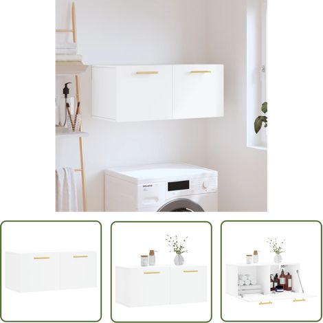 The Living Store Wandschrank Weiß 80x36,5x35 cm Holzwerkstoff - Hängeschrank - Wandschrank - Holzschrankküche - Aufbewahrungsraum - Wohnzimmermöbel (1/5)