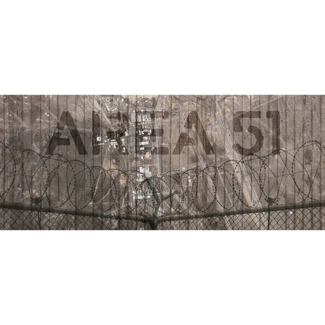 Papier peint panoramique style industriel gris & marron | Tapisserie panoramique grise chambre ado | Papier peint panoramique Zone 51 idéal salon - 250 x 600 cm (6 pièces) (1/2)