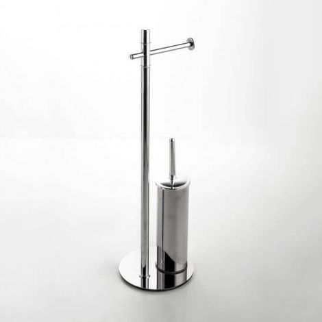 Piantana bagno da appoggio con porta rotolo e scopino