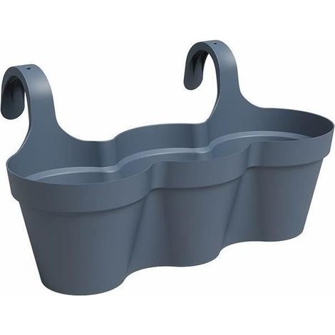 artevasi – Jardinière de balcon CAPRI TRIPLE à suspendre – Bleu pigeon, plastique, L 54 x P 30,5 x H 28 cm (1/2)