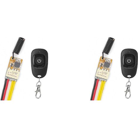 2 interrupteurs sans fil RF à mini-relais à bouton-poussoir, économiques et économiques, DC3,7V-12V 433MHz, pour maison connectée, petits interrupteurs à distance. (1/5)