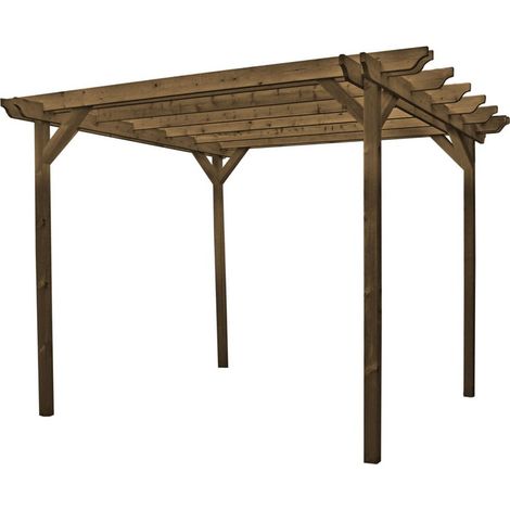 Double Garden Pergola - Wood - L240 x W300 x H270 cm - Rustic Brown