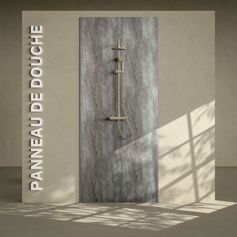 Panneau Douche PVC Béton Vieilli - L. 240 x l. 100 x ép. 1 cm