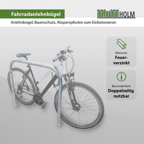 Fahrradanlehnbügel 115 x 99 cm Stahl feuerverzinkt Ø 49 mm Einbetonieren Fahrradständer Parker Typ U (1/5)
