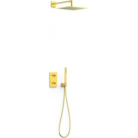 Kit robinet thermostatique encastré 2 voies pour douche Therm-box Or 24K - TRES 21135004OR