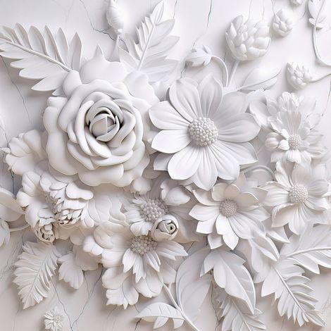 Papier peint panoramique - Fleurs 3D - 320 cm x 320 cm (1/2)