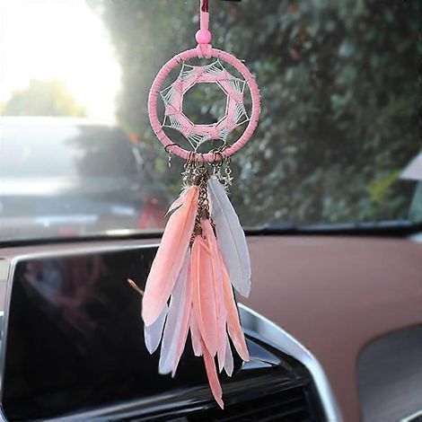 Accessoire de voiture : Attrape-rêves intérieur pour filles, pendentif miroir en plumes, décoration ethnique pour la maison, ornement porte-bonheur pour voiture (1/5)