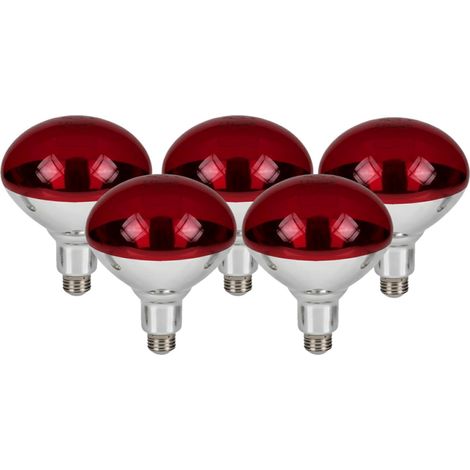 Ampoule Chauffante 250W E27, Lampe Infrarouge Rouge pour Terrarium, Chiens, Thérapie de Chaleur, Lampe Chauffante Animaux (Pack 5)