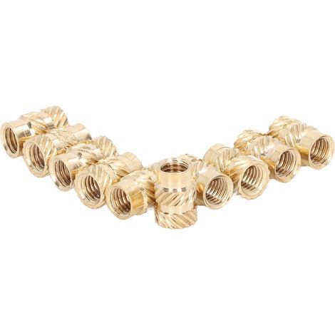 100pcs douille filetée laiton doré résistante usure corrosion sans bavure pour impression 3D M5x10x7 (1/5)
