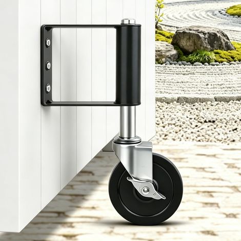 Roue de Portail 100mm avec Frein & Ressorts Amortisseurs & Vis Montage, Roulettes Pivotantes 360° Clôture Ressort Acier, Roulette Porte Bois Caoutchouc Robuste, Roues Portes Lourd Capacité 100Kg,Noire (1/5)