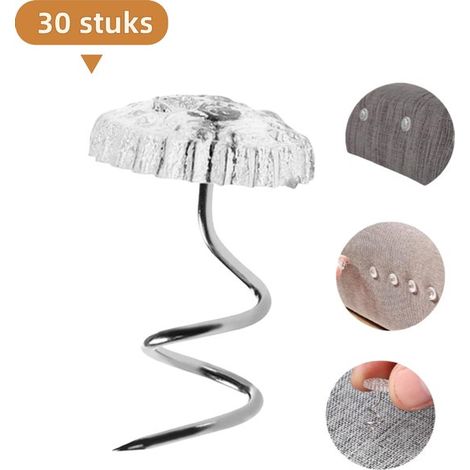 Emballage de 30 pièces - Clous de tapis - Clous en spirale en acier inoxydable - Fixations pour coussins de canapé et couvertures - Clous en spirale antidérapants et anti-déplacement - Transparent (1/5)