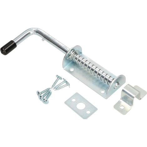 Boulon à ressort Boulon de porte Boulon Grendel Argent Antirouille Poignée en caoutchouc Résistant aux intempéries Avec ressort Boulon de porte Coulissant Portes Portails Galvanisé (1/5)