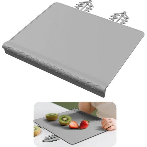 Silikon-Tischset für Kinder – Erhöhter, rutschfester Rand – Schützt Tische vor Kratzern und Flecken – 30,5 x 25,6 cm – 1 Stück – Grau