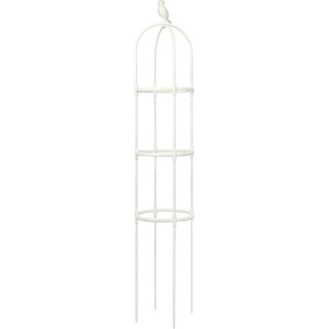 Soporte para plantas de 30 x 150 cm, blanco, acero inoxidable y plástico, soporte para huerto de verduras, tomates y flores. (1/5)