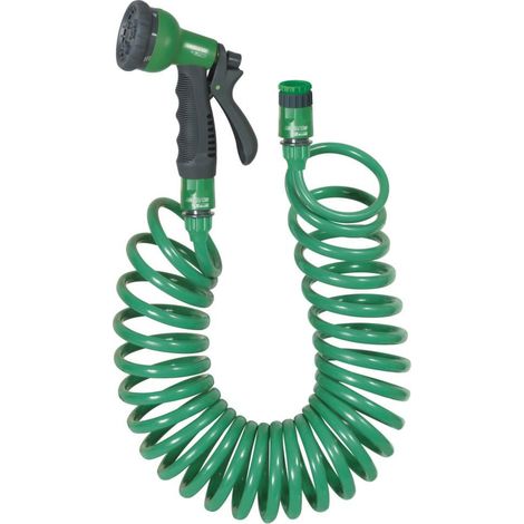 Kit tuyau à spirale pour arrosage, BMI, 15 m, vert/gris,  arrosage jardin, pelouse (1/2)
