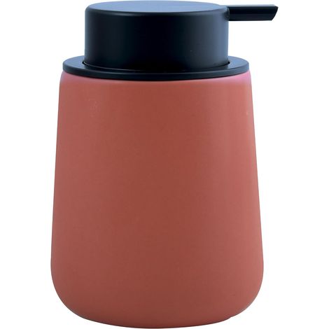 1 - Distributeur de savon - Céramique - Terracotta mat - Pour salle de bain et cuisine - Design contemporain - Marron - 8,5x8,5x12,6cm (1/4)