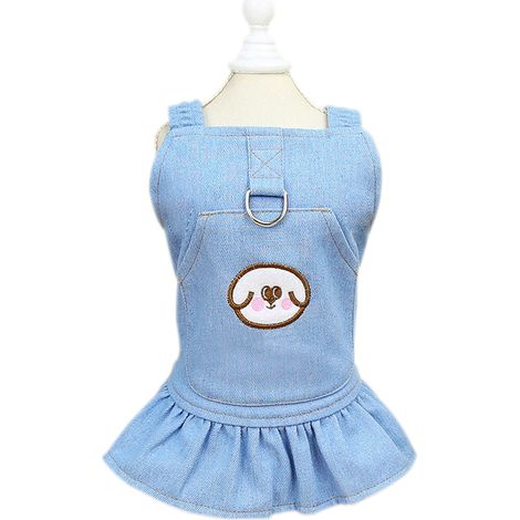 Gilet Pour Chien En Denim Avec Anneau En D - Harnais Respirant Pour Chat Et Petit Chien - Usage Extérieur Et Promenade - Taille L (1/5)