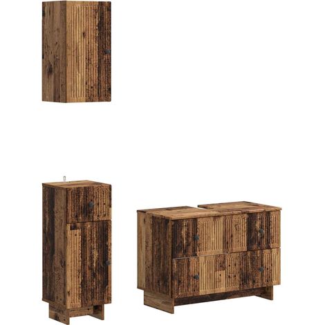 Maison Exclusive - Set di armadietti da bagno in 3 pezzi EDE Legno antico (1/5)