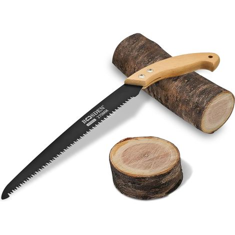 Scie à Élaguer 28 cm à Main, Scie Japonaise avec Manche en Bois, Scie Arboricole pour Taille d'Arbres, Camping, Menuiserie et Jardinage SK5 steel blade high hardness, triple teeth sharpening fast cut (1/5)