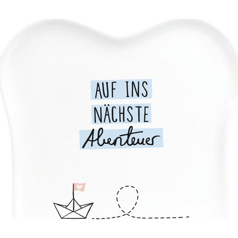Assiette à toast en porcelaine avec inscription en allemand Auf in the prochaine Abenteuer (1/4)