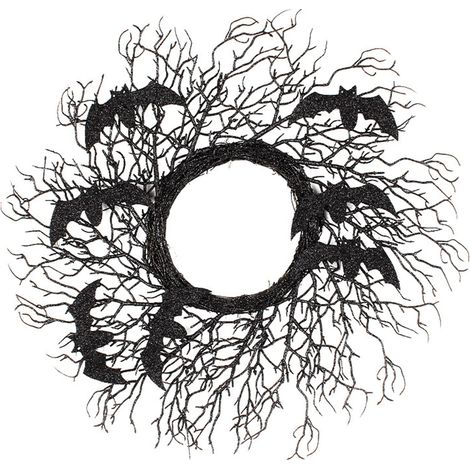 Guirlande Halloween - Guirlande En Branches Noires Avec Chauves-Souris Brillantes - Décoration Suspendue Pour Porte D'Entrée Intérieur Extérieur - 1 Pièce (1/5)