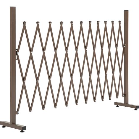 Grille extensible en aluminium pour jardin, barrière de protection 35-300 cm, couleur marron, hauteur 103,5 cm (1/5)
