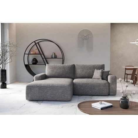 Divano angolare sinistro letto SOHO in chenille grigio antimacchia – Direttamente dal produttore, consegna e installazione gratuite (1/5)